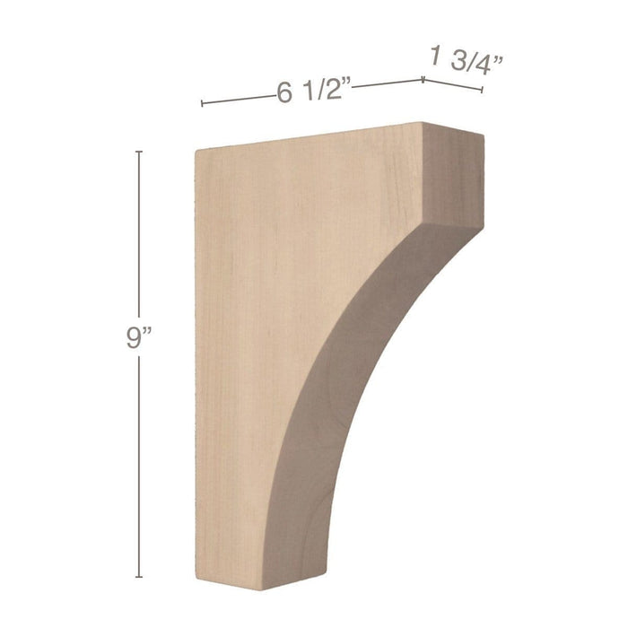 Contemporary Medium Bar Bracket Corbel, 1 3/4"w x 9"h x 6 1/2"d Carved Corbels White River Hardwoods   