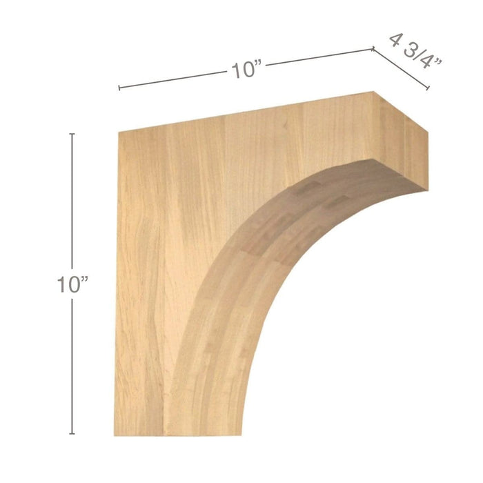 Contemporary Overhang Bar Bracket Corbel, 4 3/4"w x 10"h x 10"d