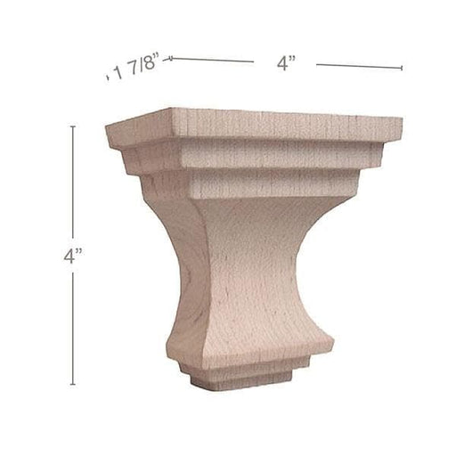 Metro Extra Small Corbel, 4"w x 4"h x 1 7/8"d Carved Corbels White River Hardwoods   