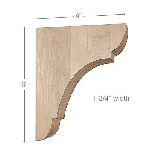 Classic Extra Small Bar Bracket Corbel, 1 3/4"w x 6"h x 4"d Carved Corbels White River Hardwoods   