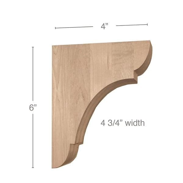Classic Extra Small Bar Bracket Corbel, 4 3/4"w x 6"h x 4"d Carved Corbels White River Hardwoods   