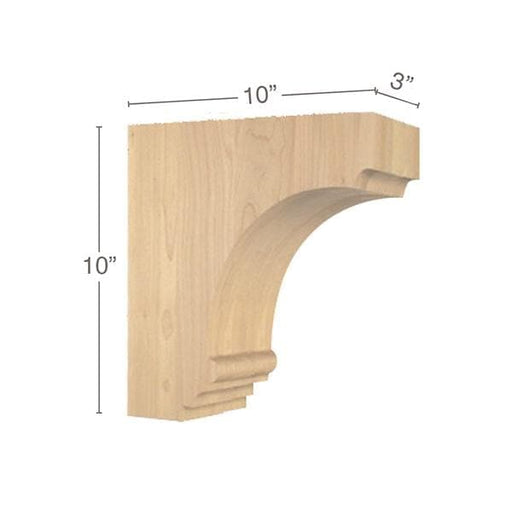 Cavetto Overhang Bracket, 3"w x 10"h x 10"d Carved Corbels White River Hardwoods   