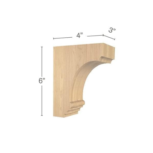 Cavetto Extra SmallÂ Bar Bracket, 3"w x 6"h x 4"d Carved Corbels White River Hardwoods   