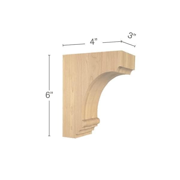 Cavetto Extra SmallÂ Bar Bracket, 3"w x 6"h x 4"d Carved Corbels White River Hardwoods   