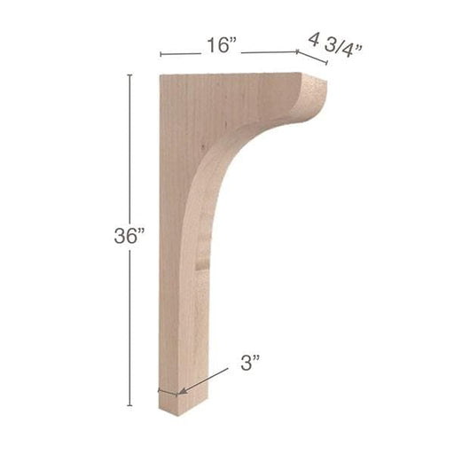 Scotia Trim To Fit Corbel, 4  3/4"w x 36"h x 16"d Carved Corbels White River Hardwoods   