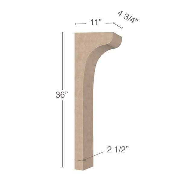 Scotia Trim To Fit Corbel - Low Profile, 4  3/4"w x 36"h x 11"d Carved Corbels White River Hardwoods   