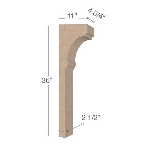Cavetto Trim To Fit Corbel - Low Profile, 4  3/4"w x 36"h x 11"d Carved Corbels White River Hardwoods   