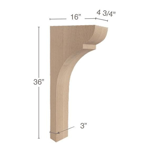 Classic Trim To Fit Corbel, 4  3/4"w x 36"h x 16"d Carved Corbels White River Hardwoods   