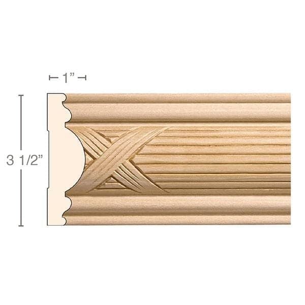 Reed and Ribbon (Ribbon pattern repeats 7 1/2), 3 1/2''w x 1''d Chairrails White River Hardwoods   