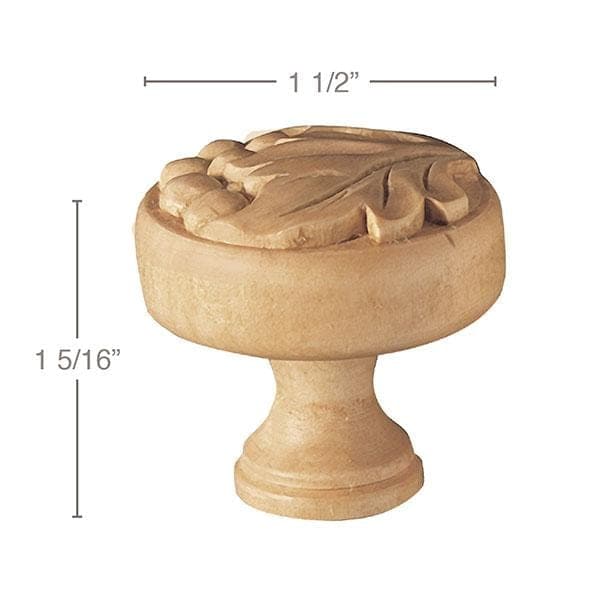 Vineyard Knobs (Sold 4 per card), 1 1/2"dia x 1 5/16"d Carved Onlays White River Hardwoods   