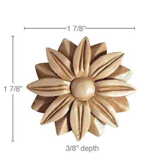 Petite Round Rosettes (Sold 4 per card), 1 7/8''w x 1 7/8''h x 3/8''d Carved Rosettes White River Hardwoods   