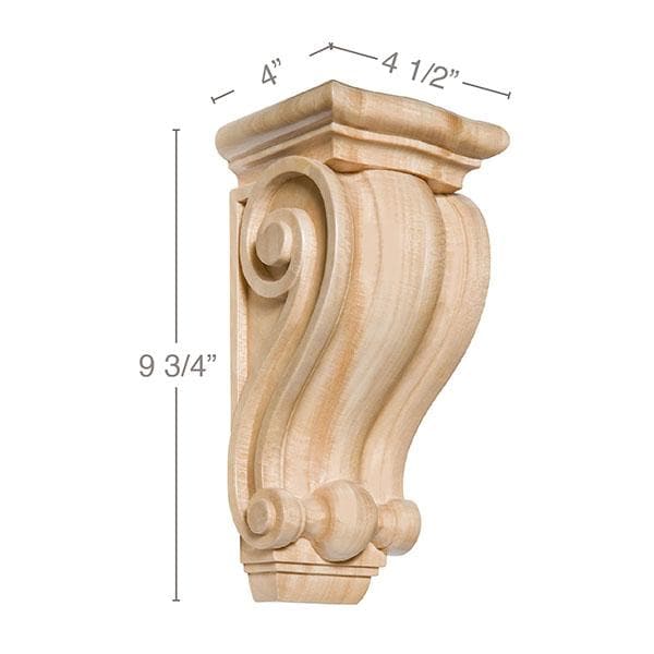 Traditional Corbel, 4 1/2"w x 9 3/4"h x 4"d Carved Corbels White River Hardwoods   