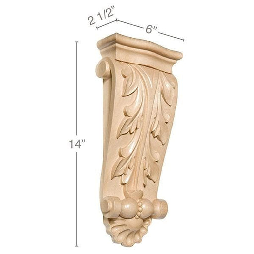 Large Acanthus with Shell Corbel, 6''w x 14''h x 2 1/2''d Carved Corbels White River Hardwoods   