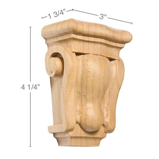 Petite Corbel (Sold 2 per card), 3''w x 4 1/2''h x 1 3/4'' d Carved Corbels White River Hardwoods   
