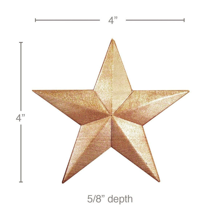 Medium Star (Sold 4 per card), 4''w x 4''h x 5/8''d Carved Rosettes White River Hardwoods   