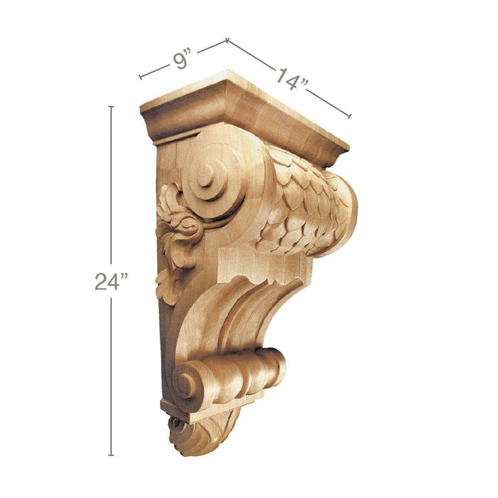 X-Large Imbricated Corbel, 14''w x 24''h x 9''d Carved Corbels White River Hardwoods   