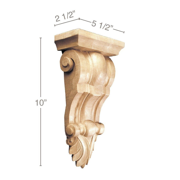 Small Fluted Corbel, 5 1/2''w x 10''h x 2 1/2''d