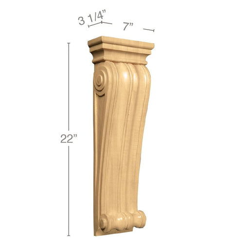 Extra Large Classic Corbel, 7"w x 22"h x 3 1/4"d Carved Corbels White River Hardwoods Maple  