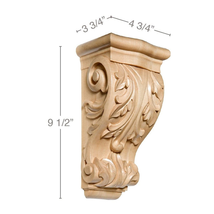 Medium Acanthus Corbel, 4 3/4"w x 9 1/2"h x 3 3/4"d Carved Corbels White River Hardwoods Maple  