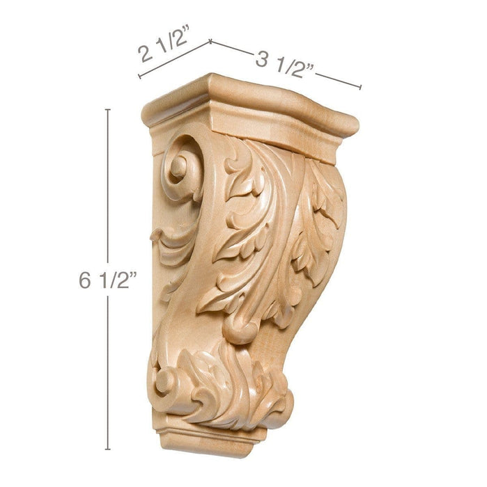 Small Acanthus Corbel, 3 1/2"w x 6 1/2"h x 2 1/2"d