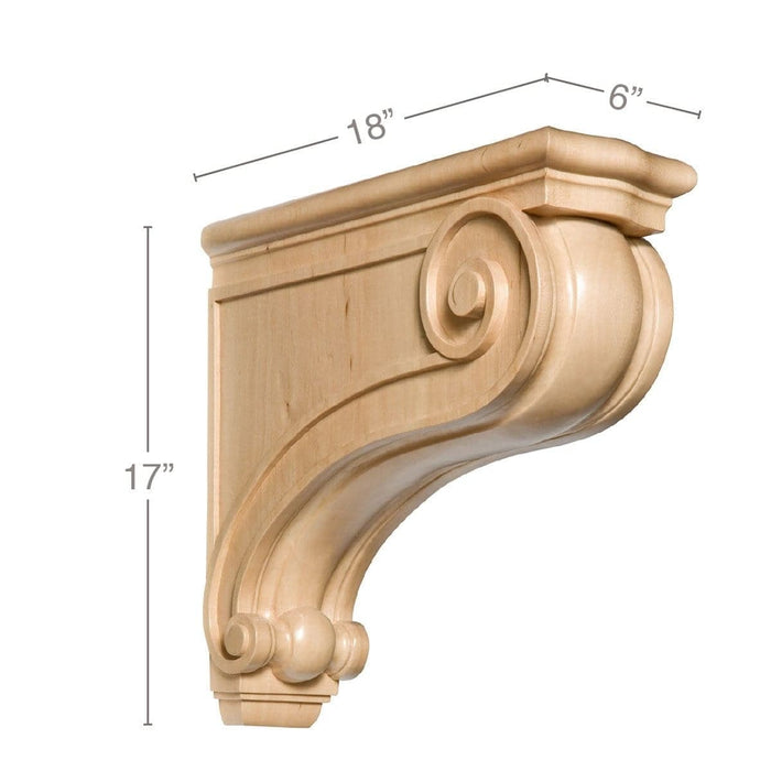 Large Traditional Corbel, 6"w x 17"h x 18"d