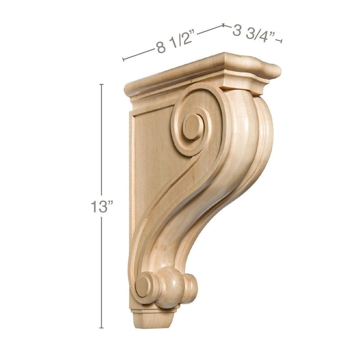 Large Traditional Corbel, 3 3/4"w x 13"h x 8 1/2"d