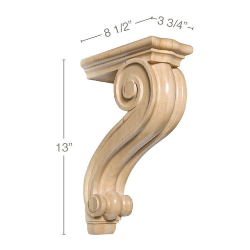 Large Traditional Pierced Corbel, 3 3/4"w x 13"h x 8 1/2"d Carved Corbels White River Hardwoods Maple  