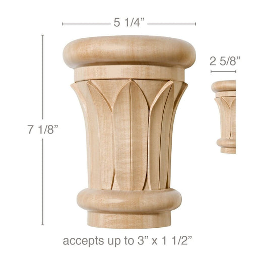 Extra Large Papyrus Capital, 5 1/4"w x 7 1/8"h x 2 5/8"d, (accepts up to 3"w x 1 1/2"d) Carved Capitals White River Hardwoods Maple  