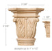 Small Acanthus Capital, 2 3/8''w x 2 3/8''h x 1 1/8''d, (accepts up to 1"w x 1/2"d), Sold 2 per package Carved Capitals White River Hardwoods Maple  