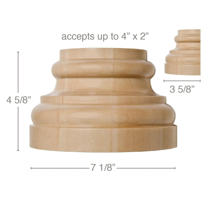 Grand Traditional Base, 7 1/8''w x 4 5/8''h x 3 5/8''d, (accepts up to 4"w x 2"d) Carved Finials White River Hardwoods   