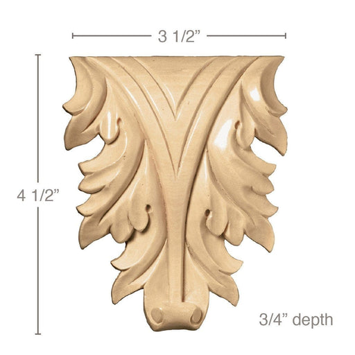 Small Acanthus Leaf (Sold 2 per card, Fits CRV5580), 3 1/2''w x 4 1/4''h x 3/4''d Carved Onlays White River Hardwoods   