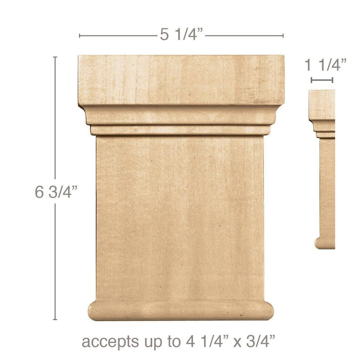 Large Traditional Capital (Accepts up to 4 1/4 x 3/4), 5 1/4''w x 6 3/4''h x 1 1/4''d Carved Capitals White River Hardwoods Maple  