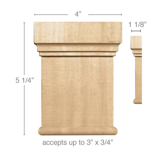Medium Traditional Capital (Accepts up to 3 x 3/4), 4''w x 5 1/4''h x 1 1/8''d Carved Capitals White River Hardwoods Maple  