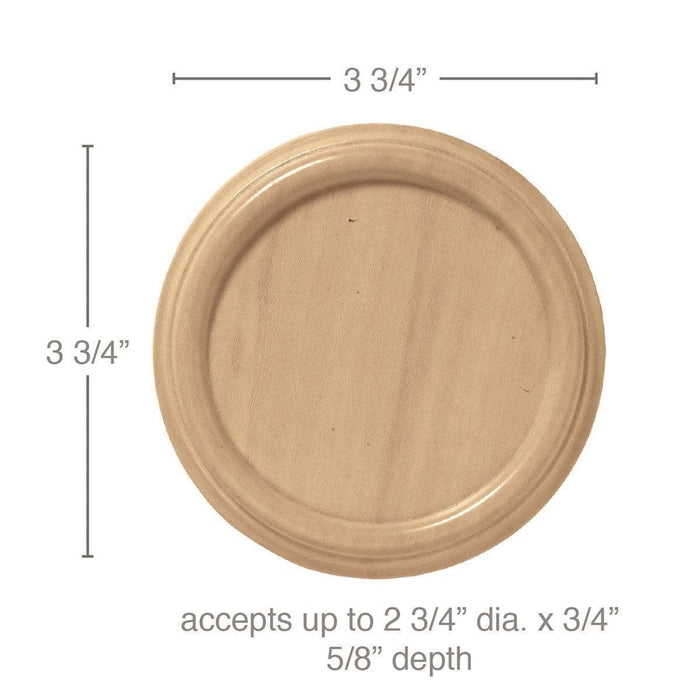 Placa de roseta (Acepta hasta 2 3/4 de diámetro X 3/4), se venden 2 por tarjeta, 3 3/4'' de diámetro. x 5/8''
