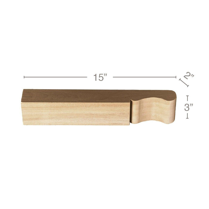 Wall Cabinet Support, 3"w x 2"h x 15"d