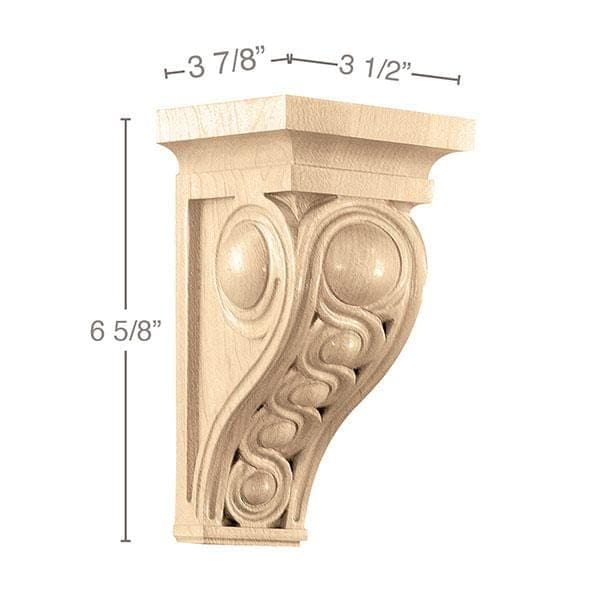 Small Infinity Corbel, 3 1/2"w x 6 5/8"h x 3 7/8"d Carved Corbels White River Hardwoods   
