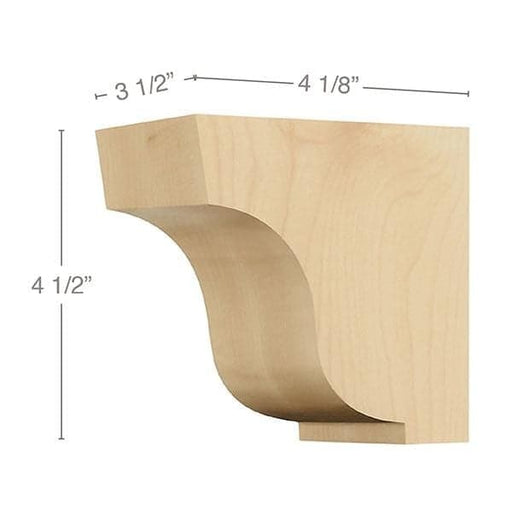 Small Simplicity Corbel, 3 1/2"w x 4 1/2"h x 4 1/8"d Carved Corbels White River Hardwoods   