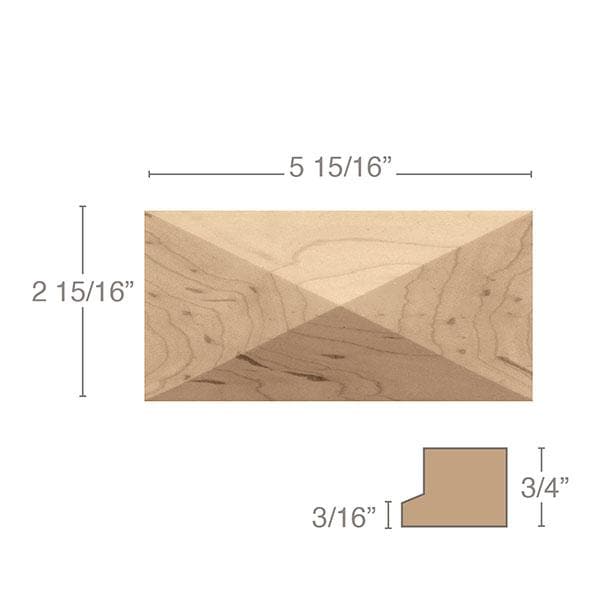 Long Pinnacle Tile, 5 15/16"sq. x 2 15/16" x 3/4"