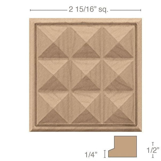 Small Apex Tile, 2 15/16" sq. x 1/2"d Carved Onlays White River Hardwoods   