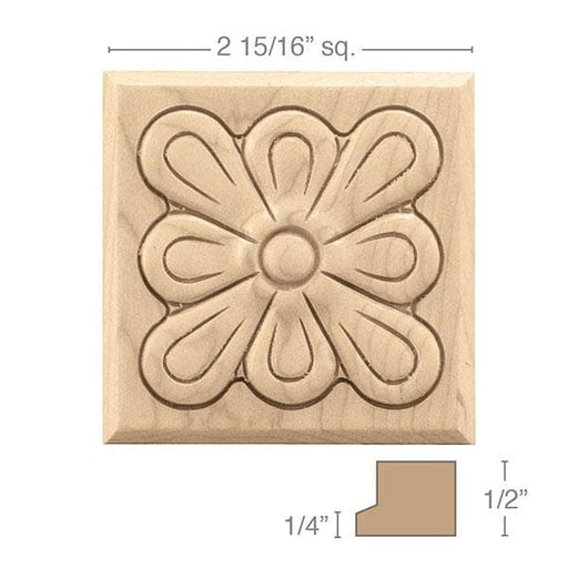 Small Fleurtile, 2 15/16" sq. x 1/2"d Carved Onlays White River Hardwoods   
