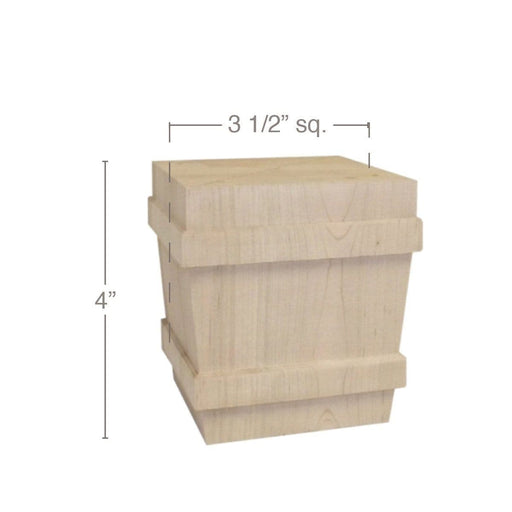 Transitional Square Bun Foot, 3 1/2"sq. x 4"h Carved Bun feet White River Hardwoods   
