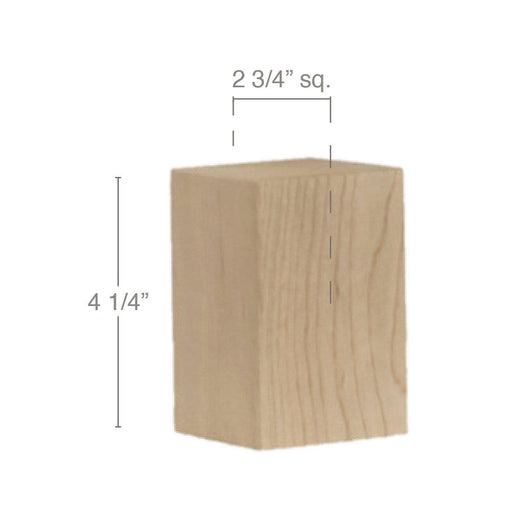 Contemporary Tall Straight Square Bun Foot, 2 3/4"sq. x 4 1/4"h Carved Bun feet White River Hardwoods   