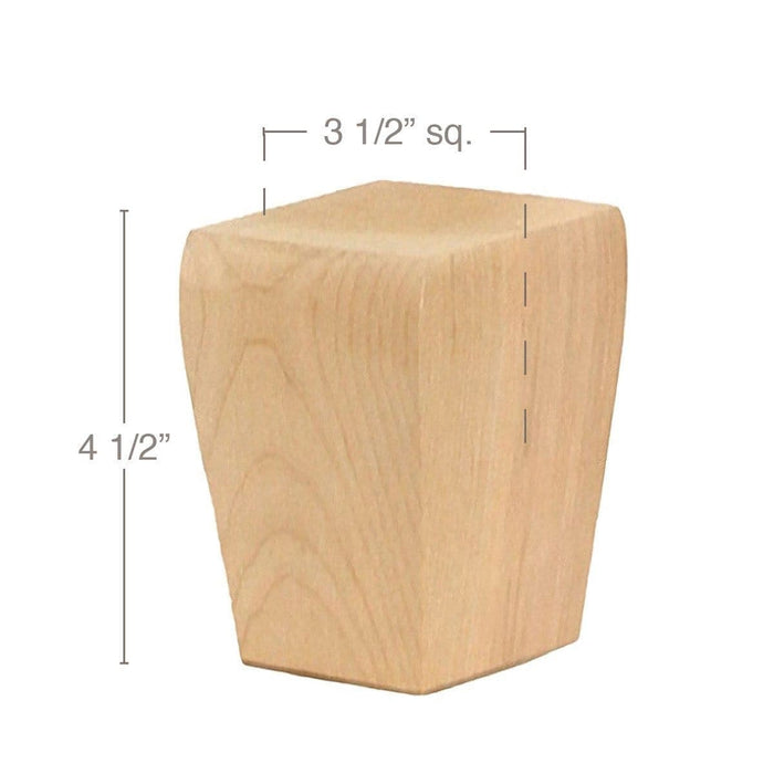 Shaker Tall Tapered Square Bun Foot, 3 1/2"sq. x 4 1/2"h