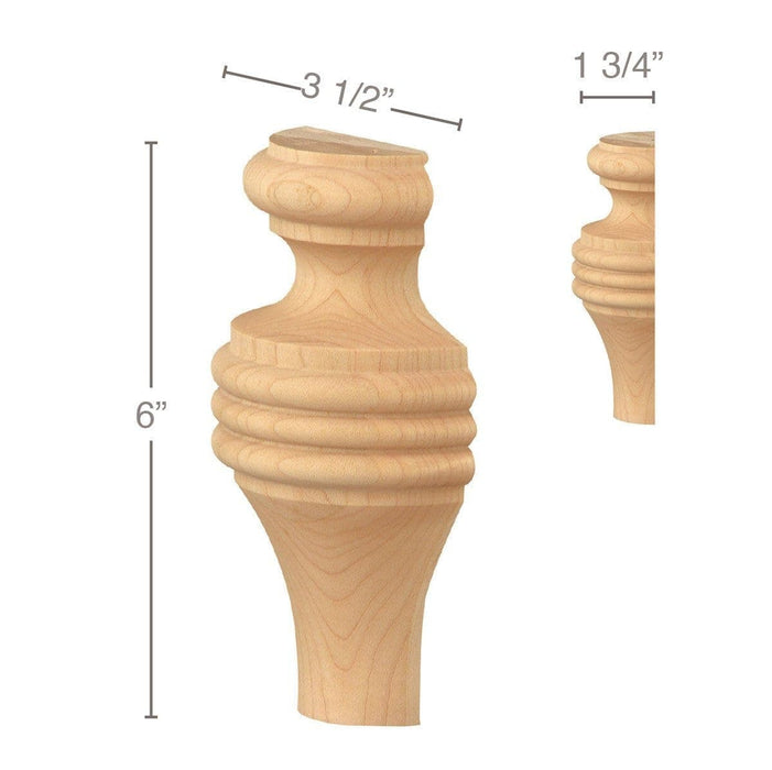 Tall Country French Split Foot, 3 1/2"w x 6"h x 1 3/4"d, 1 Pair Carved Bun feet White River Hardwoods   