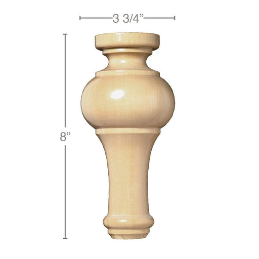 Tall Traditional Foot (Sold 1 per package), 3 3/4'' dia. X 8''h Carved Bun feet White River Hardwoods   