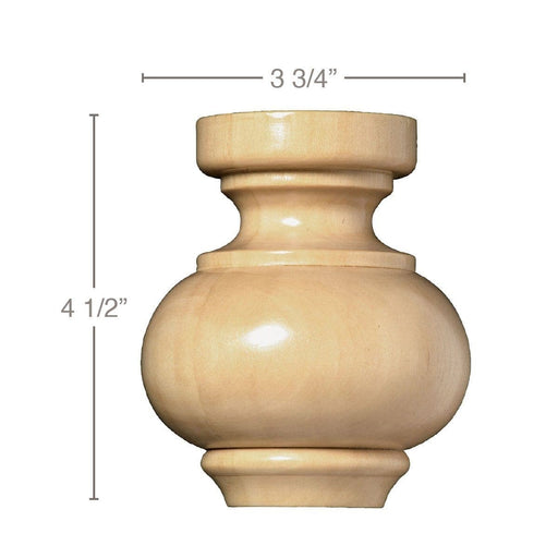 Traditional Bun Foot, 3 3/4"dia x 4 1/2"h Carved Bun feet White River Hardwoods   