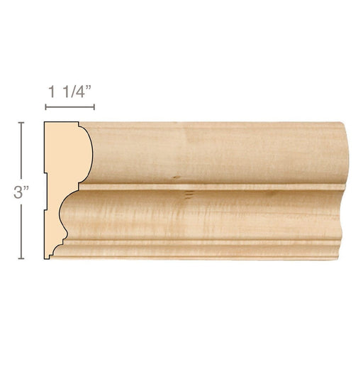 Traditional Panel Mould, used with PED5669, 3"w x 1 1/4"d x 8' length, Resin is priced per 8' length Carved Mouldings White River Hardwoods Maple  