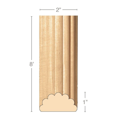 Large Reeded Half Round Lineal, 2"w x 1"d x 8' length, Resin is priced per 8' length Carved Mouldings White River Hardwoods Maple  