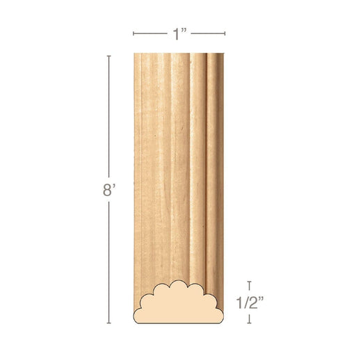 Small Reeded Half Round Lineal, 1"w x 1/2"d x 8' length, Resin is priced per 8' length Carved Mouldings White River Hardwoods Maple  