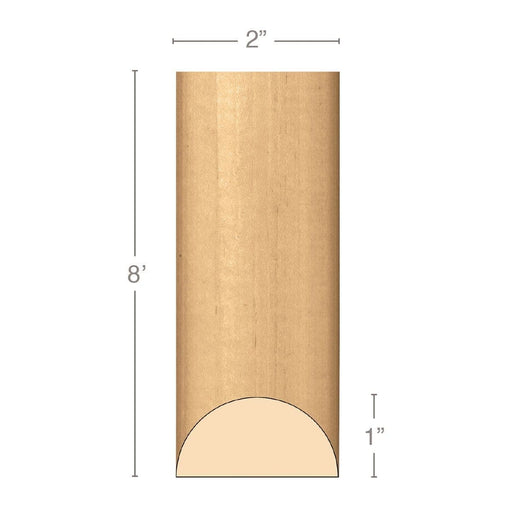 Large Traditional Half Round Lineal, 2"w x 1"d x 8' length, Resin is priced per 8' length Carved Mouldings White River Hardwoods Maple  